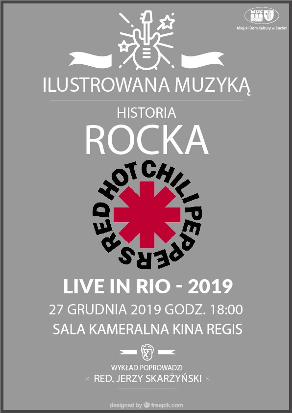 Plakat " Ilustrowana muzyką historia rocka, Red Hot Chili Peppers"