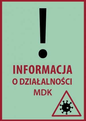 Grafika informacja o działalności MDK w trakcie pandemii