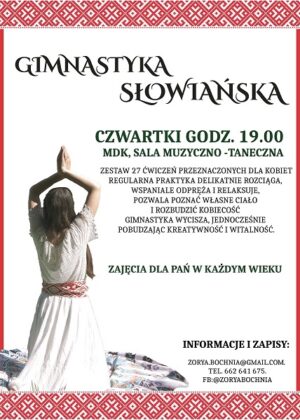Plakat informujący o gimnastyce słowiańskiej