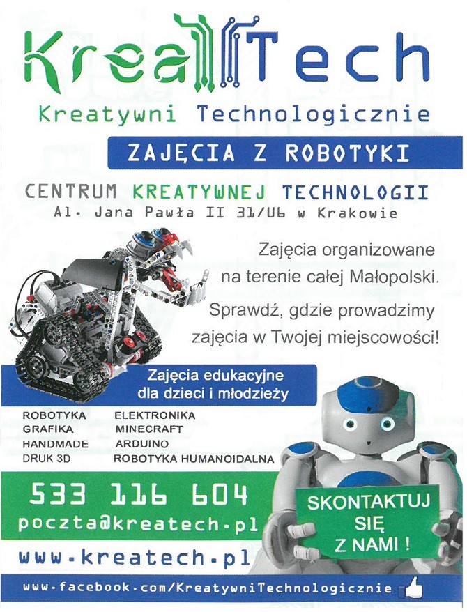 Kreatech plakat inforumujący