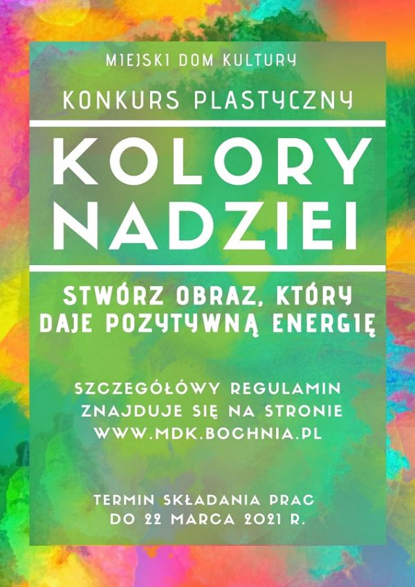 plakat informujący o konkursie plastycznym "Kolory nadziei"