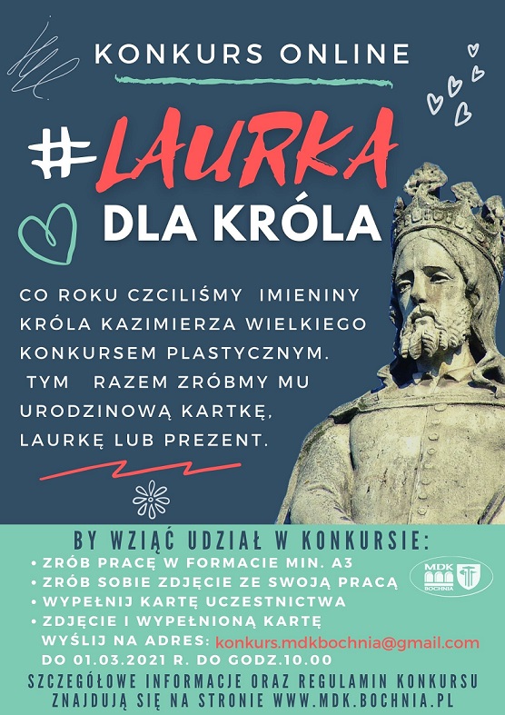 plakat informujący o konkursie "Laurka dla króla"