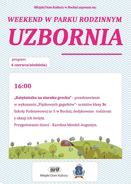 Plakat informujący o spektaklu wystawianym przez dzieci ze szkoły podstawowej nr 5 " 6.06.21