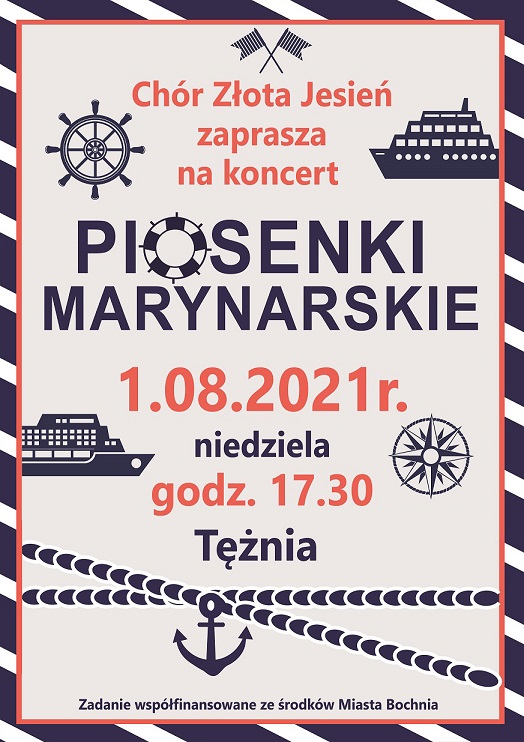 Plakat informujący o koncercie chóru złota jesień, który odbędzie się w tężni 1,08,2021 o godz. 16.30