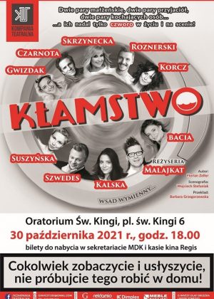 Plakat informujący o spektaklu "Kłamstwo" 30.10.21r.