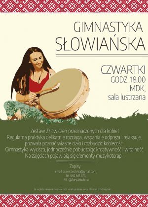 Plakat infomujący o zajęciach z gimnastyki słowiańskiej