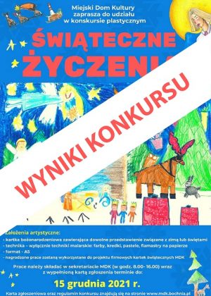 Plakat informujący o wynikach konkursu "Świąteczne życzenia"