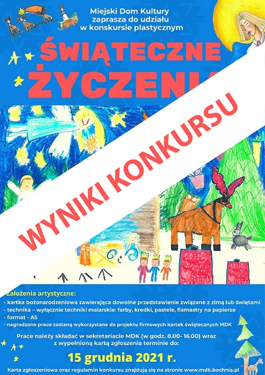 Plakat informujący o wynikach konkursu "Świąteczne życzenia"