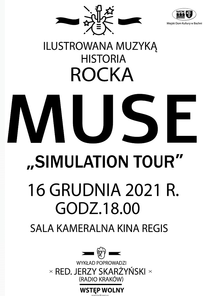 Plakat informujący o cyklu "Ilustrowana muzyką historia rocka" 16.12.21