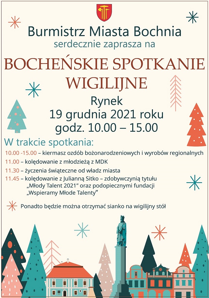 Plakat informujący Spotkaniu wigilijnym 19.12,2021r.
