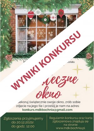 Plakat informujący o wynikach konkursu "świąteczne okno"