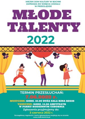 Plakat informujący o przeglądzie Młode Talenty 2022