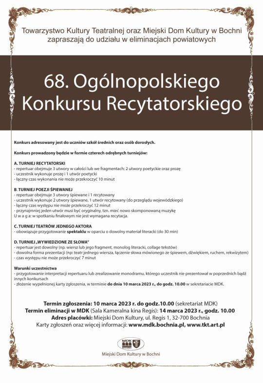 Og Lnopolski Konkurs Recytatorski Mdk Bochnia