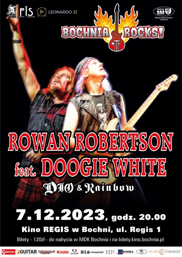 Plakat informujący o koncercie Bochnia Rocks - Rowan Robertson