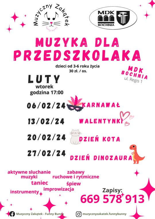 Muzyka dla przedszkolaka harmonogram