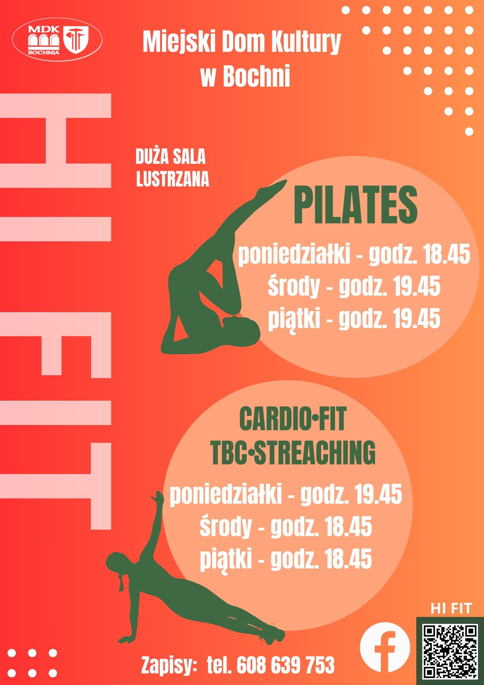 Plakat informujący o zajęciach HI FIT : szczegóły w poście