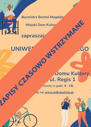 Grafika informująca o wstrzymaniu zapisów na uniwersytet trzeciego wieku