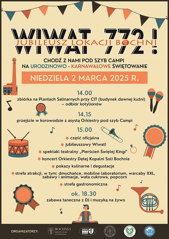 Plakat informujący o jubileuszu lokacji bochni - szczegóły w poście