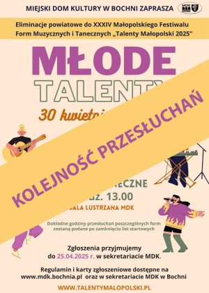 Kolejność przesłuchań młodych talentów w poście