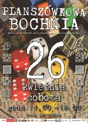 Plakat informujący o kolejnym spotkaniu w ramach Planszówkowej Bochni - szczegóły w poście.
