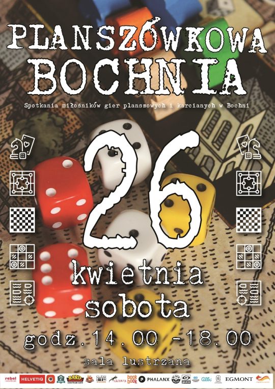 Plakat informujący o kolejnym spotkaniu w ramach Planszówkowej Bochni - szczegóły w poście.