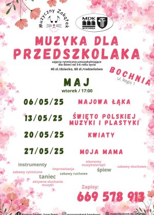 Muzyka dla przedszkolaka - harmonogram
