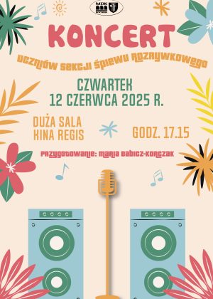 Koncert sekcji śpiewu rozrywkowego plakat - szczegóły w poście