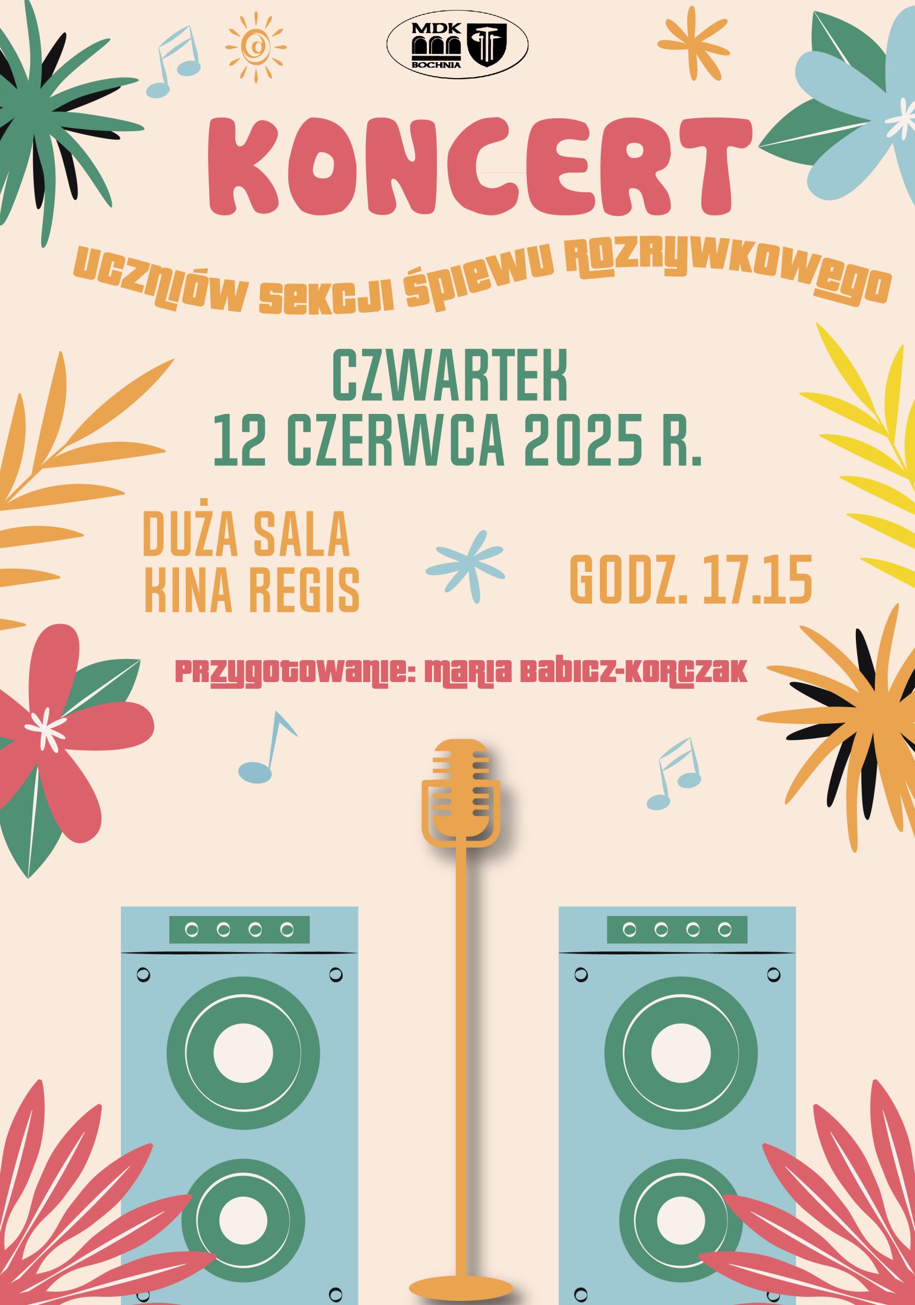 Koncert sekcji śpiewu rozrywkowego plakat - szczegóły w poście