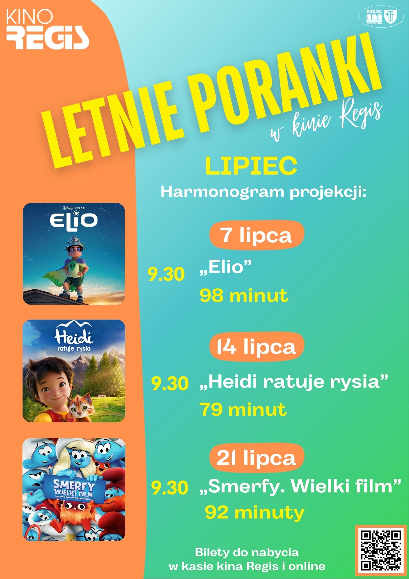 Plakat informujący o letnich porankach filmowych - szczegóły w poście