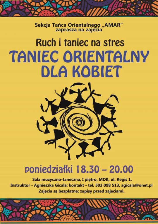 Taniec orientalny dla kobiet- plakat szczegóły w poście