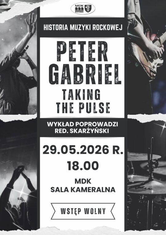 Kolejne spotkanie z cyklu historia muzyki rockowej 29.05.2026r. godz. 18.00 - Peter Gabriel