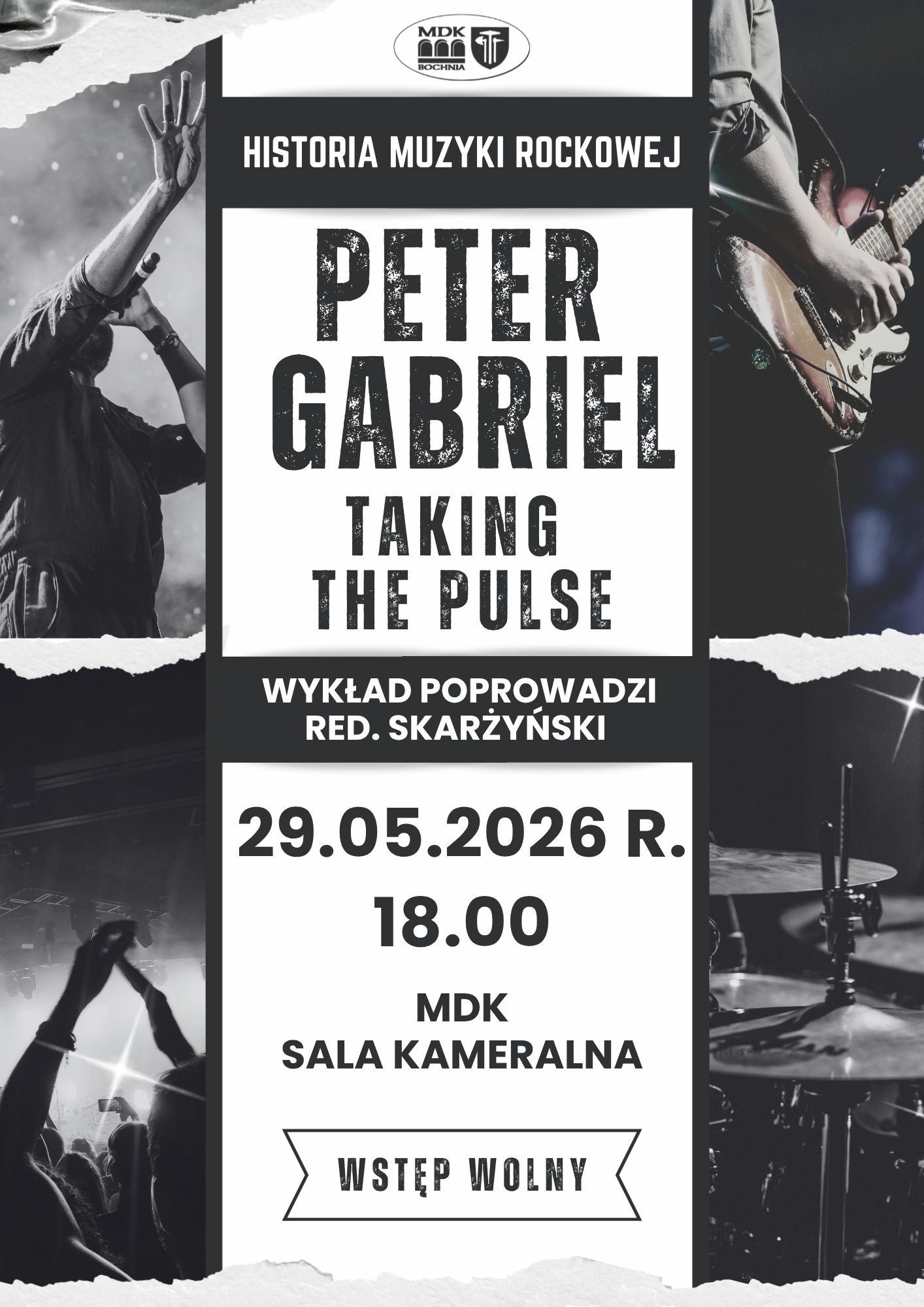 Kolejne spotkanie z cyklu historia muzyki rockowej 29.05.2026r. godz. 18.00 - Peter Gabriel