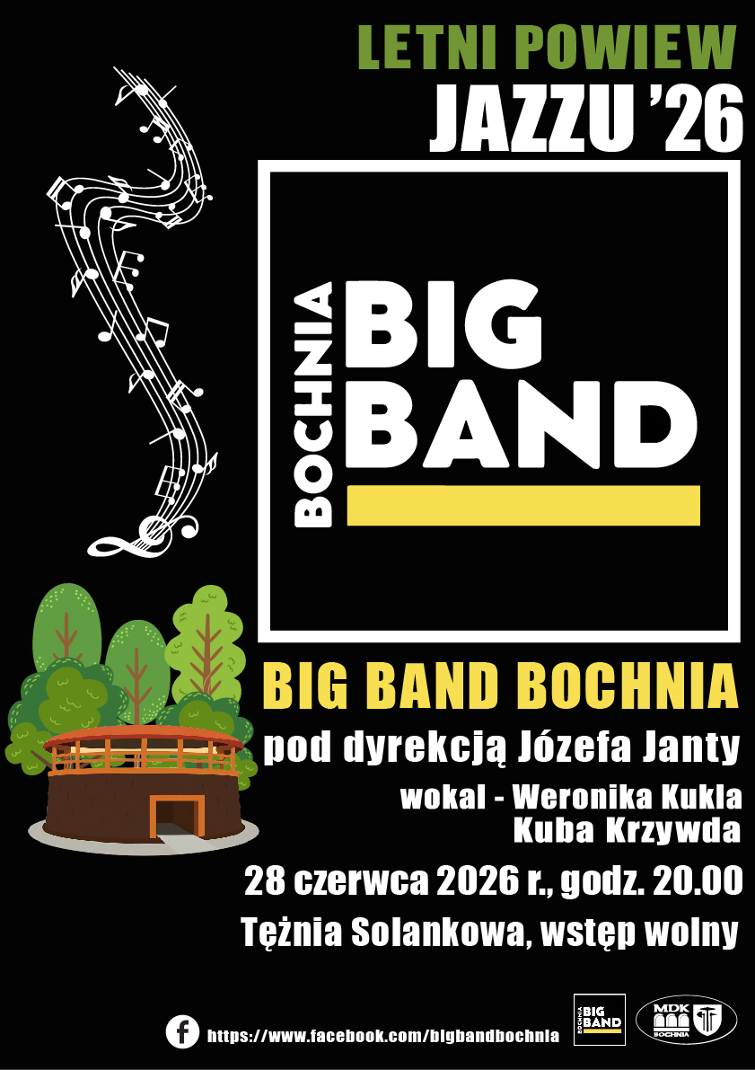 Koncert Big Band Bochnia W Tężni Solankowej 28.06.2026r. godz. 20.